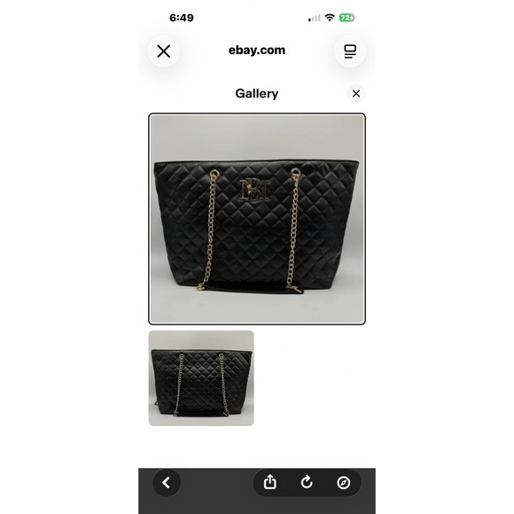 BCBGMaxAzria Handbags - BCBGMAXAZRIA Quilted Tote Bag Black Gold Chain Shoulder Bag